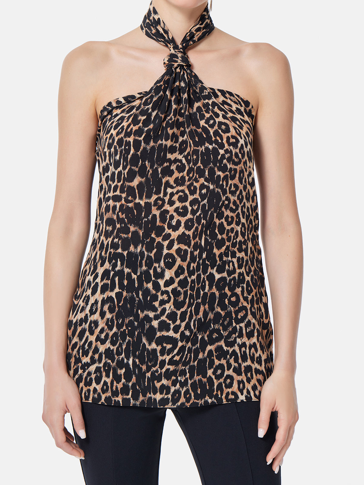 Silk Twist Knot Leopard Top