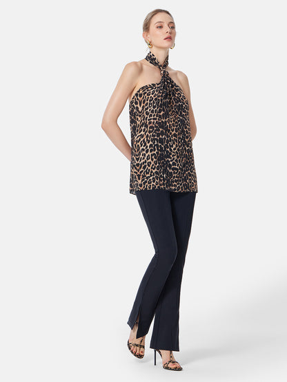 Silk Twist Knot Leopard Top