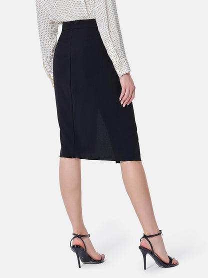 Acetate Pleated Slit Skirt