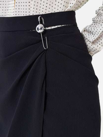 Acetate Pleated Slit Skirt