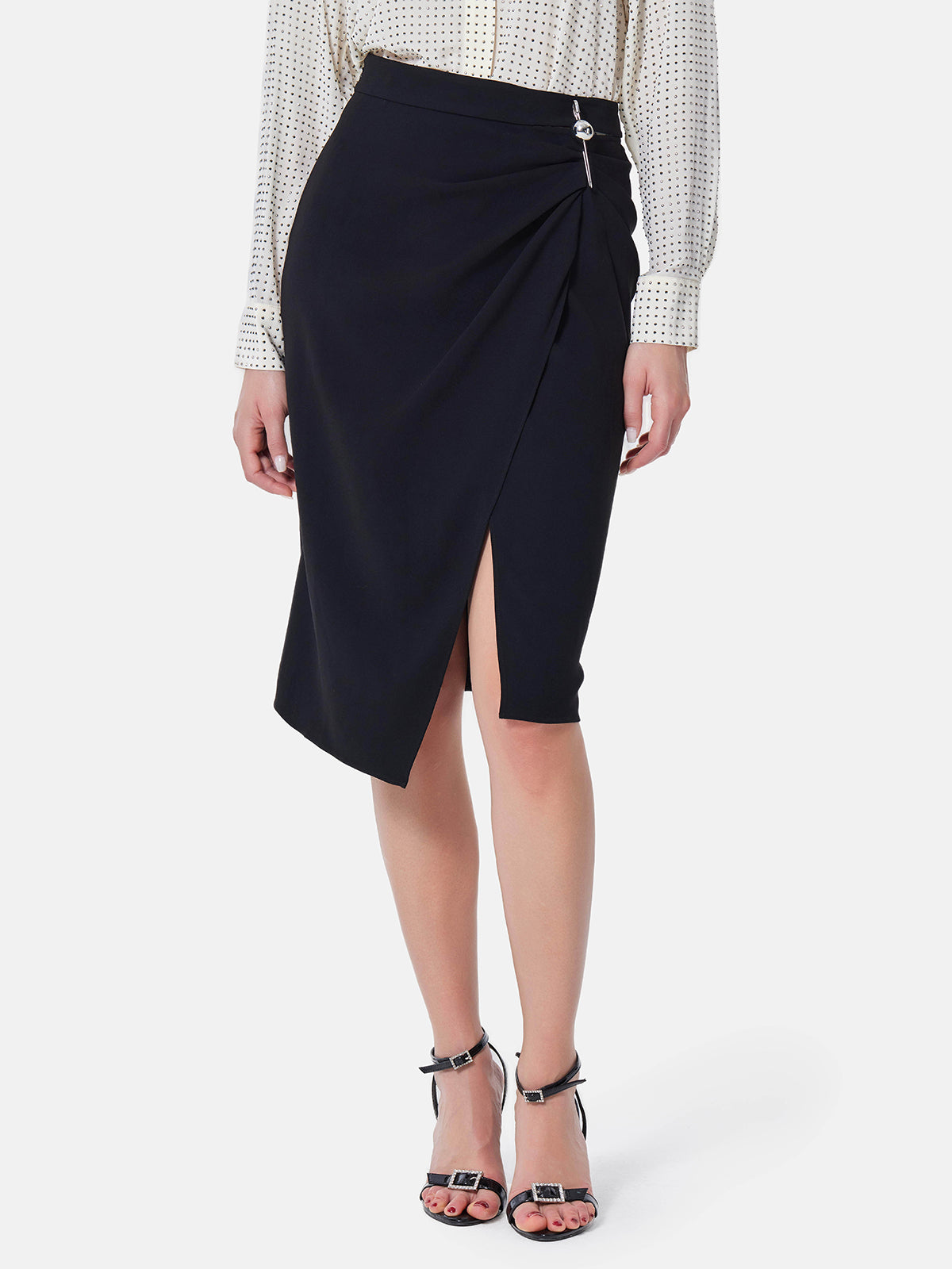 Acetate Pleated Slit Skirt