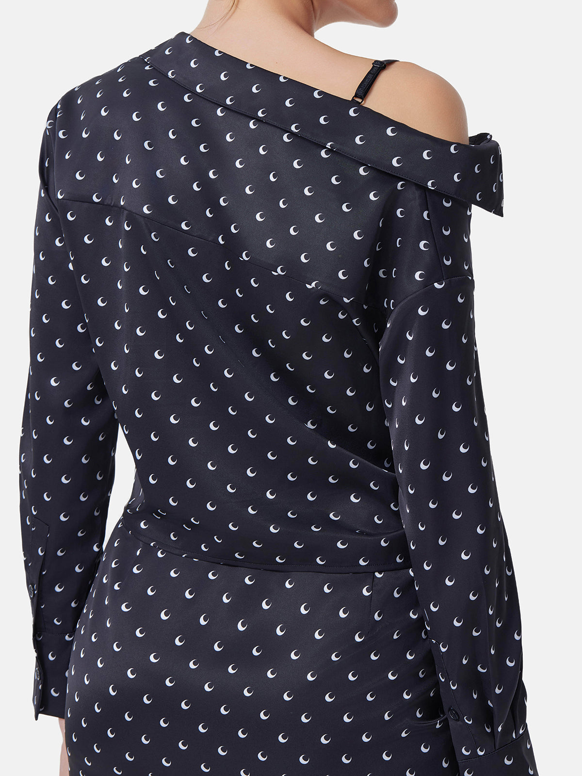 Moon Print Off-Shoulder Shirt