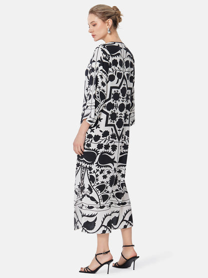 Mulberry Silk Tie-Dye Printed Dress