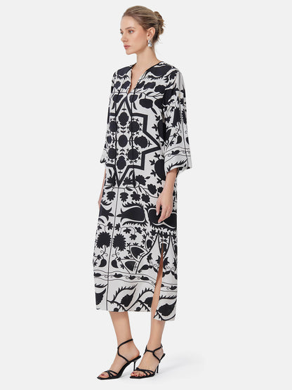 Mulberry Silk Tie-Dye Printed Dress