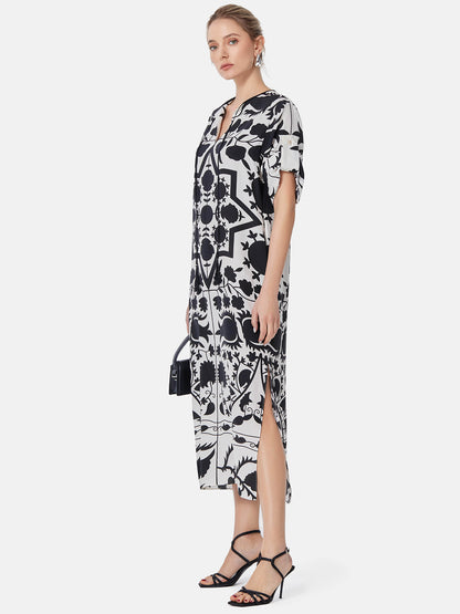 Mulberry Silk Tie-Dye Printed Dress