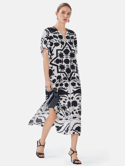 Mulberry Silk Tie-Dye Printed Dress