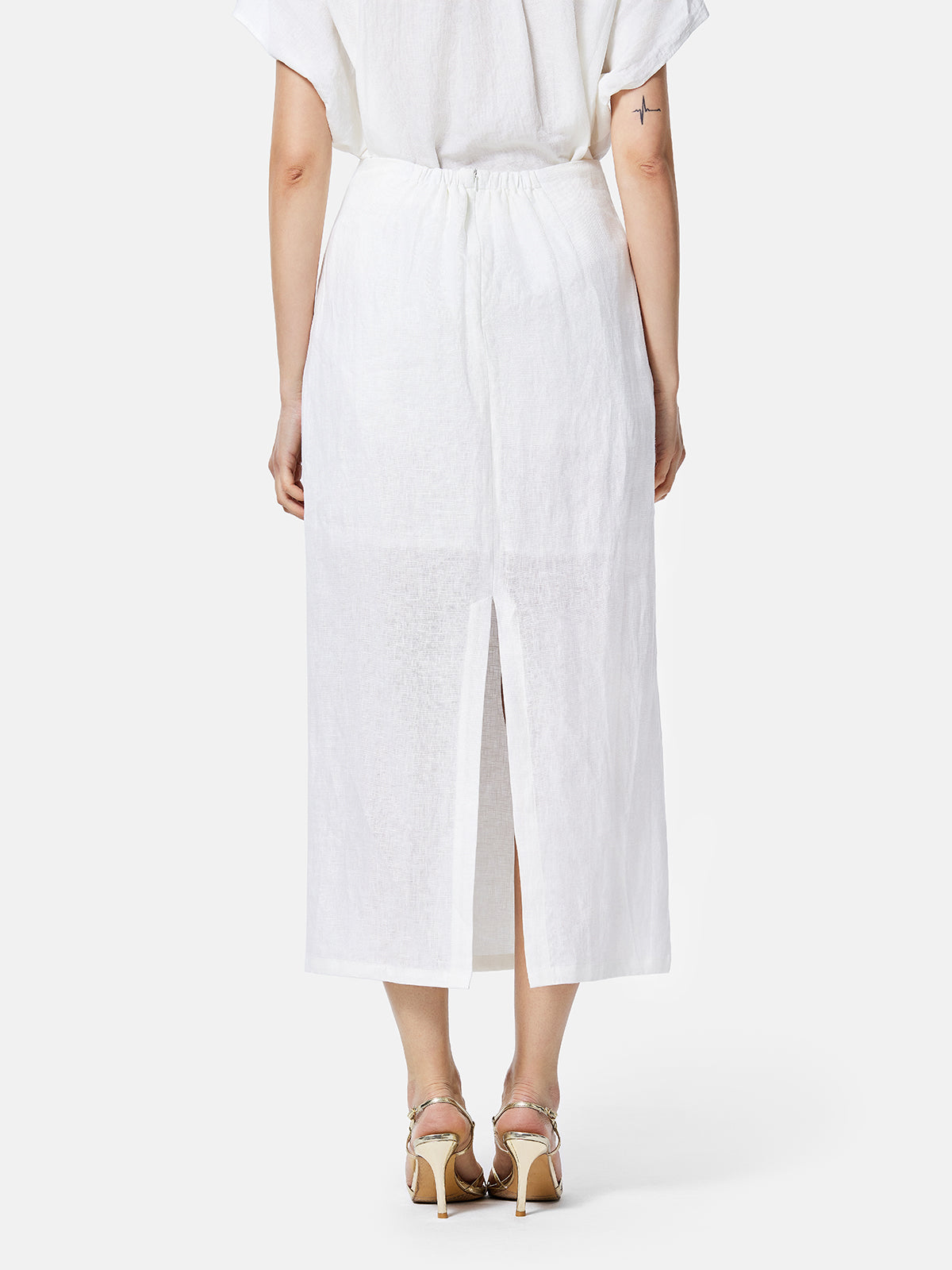 Minimalist Linen Side-Slit Skirt