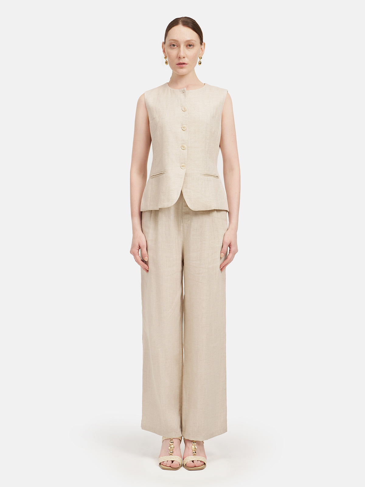 French Linen Pleated Trousers