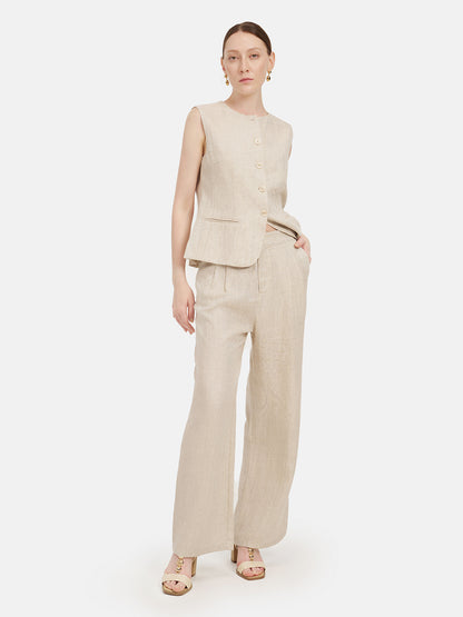 French Linen Pleated Trousers