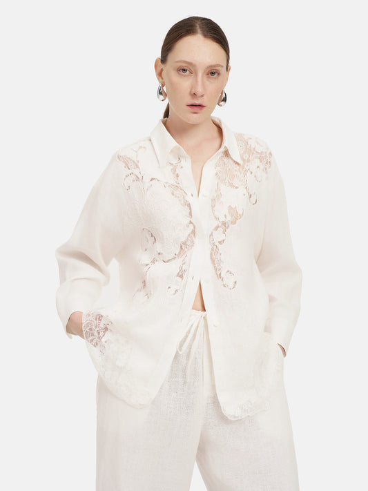 Linen Lace Panel Shirt