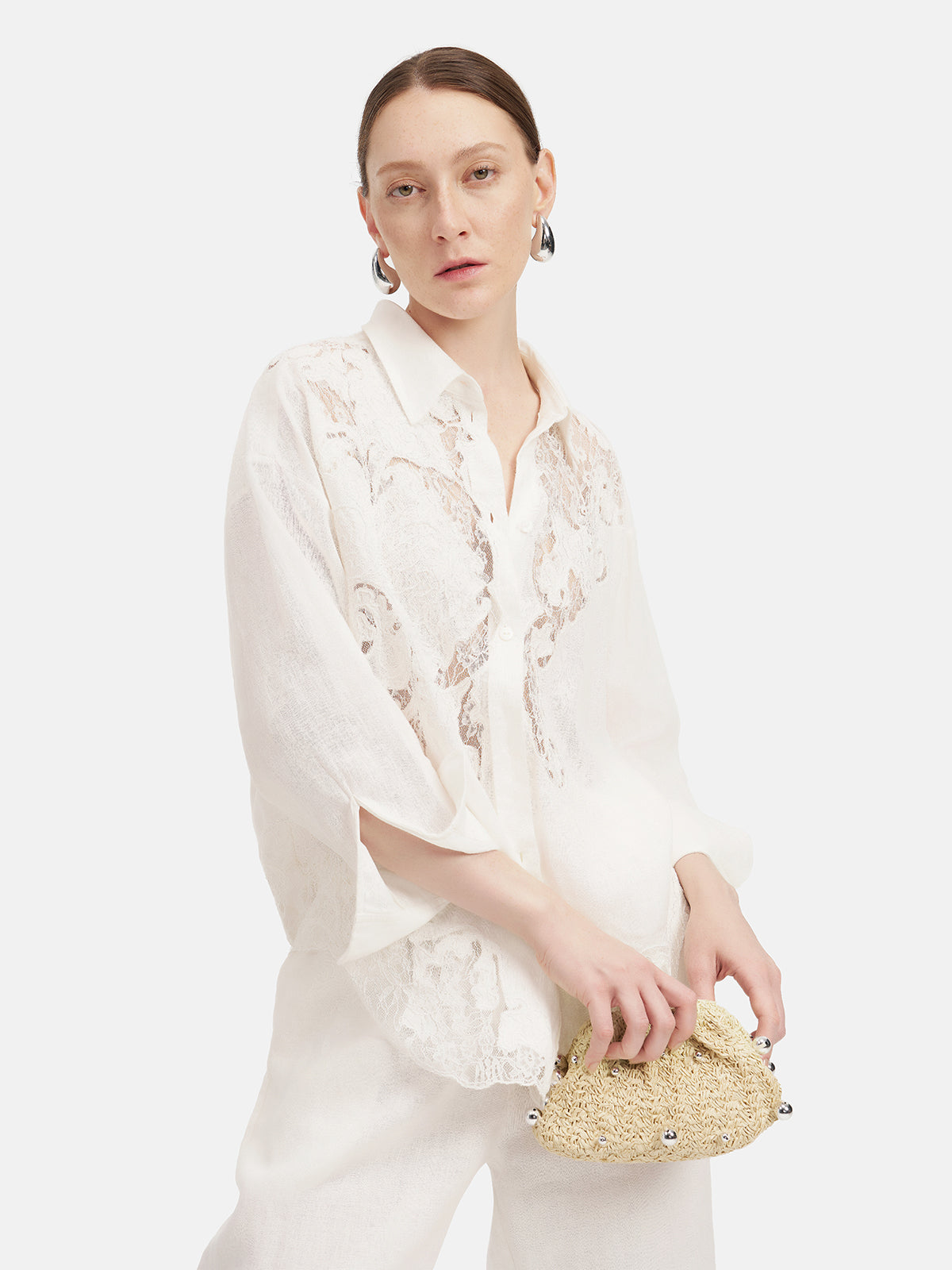 Linen Lace Panel Shirt