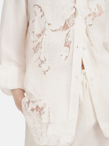 Linen Lace Panel Shirt