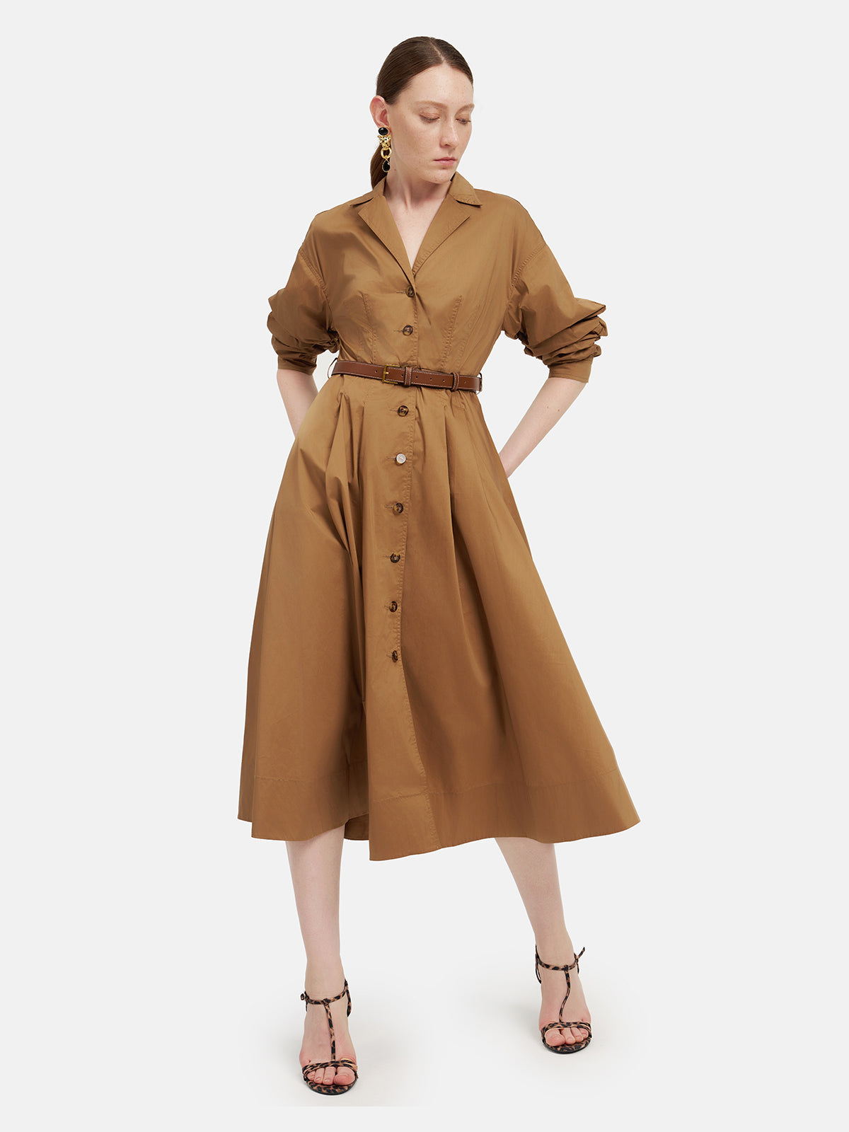 Layered Sleeve Trench Dress