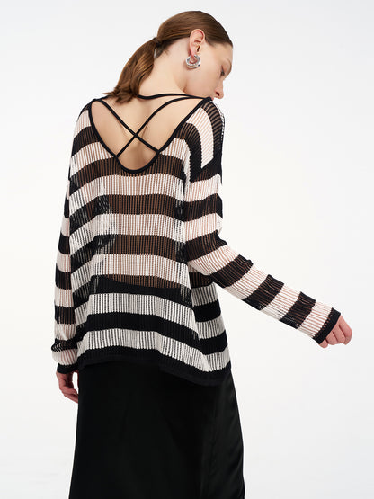 Cut-out Striped Off-shoulder Top