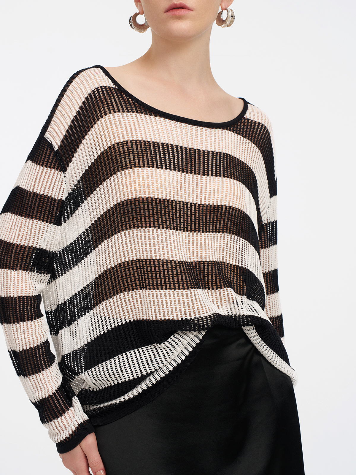 Cut-out Striped Off-shoulder Top