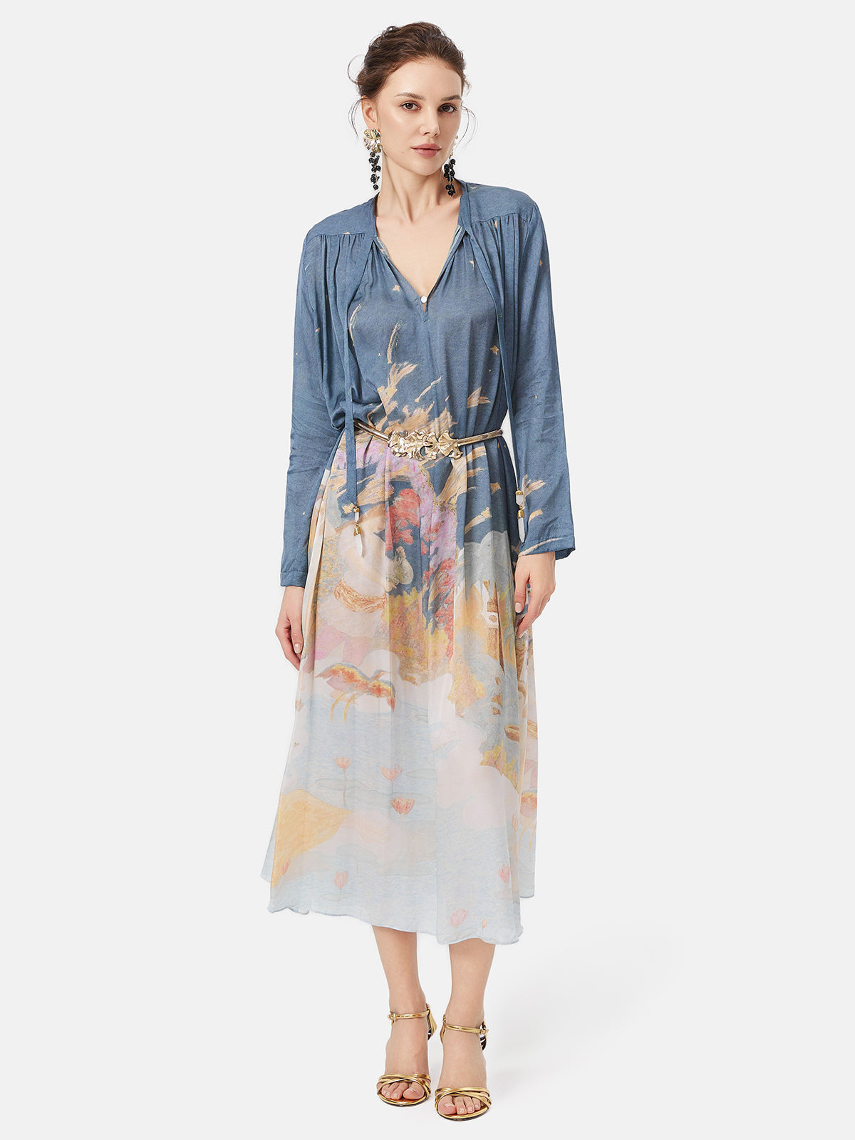 Myth Print Mulberry Silk Dress