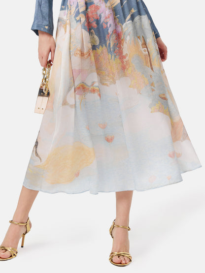 Myth Print Mulberry Silk Dress