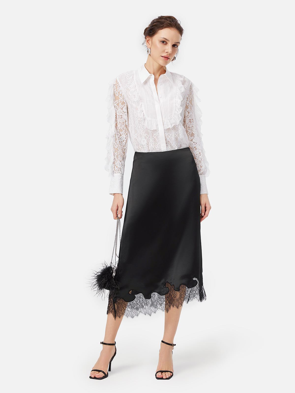 Ruffled Patchwork Hollow Lace Shirt