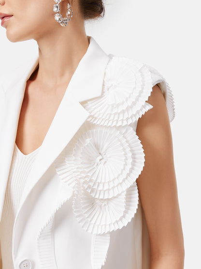 Three-dimensional pleats floral Suit Vest