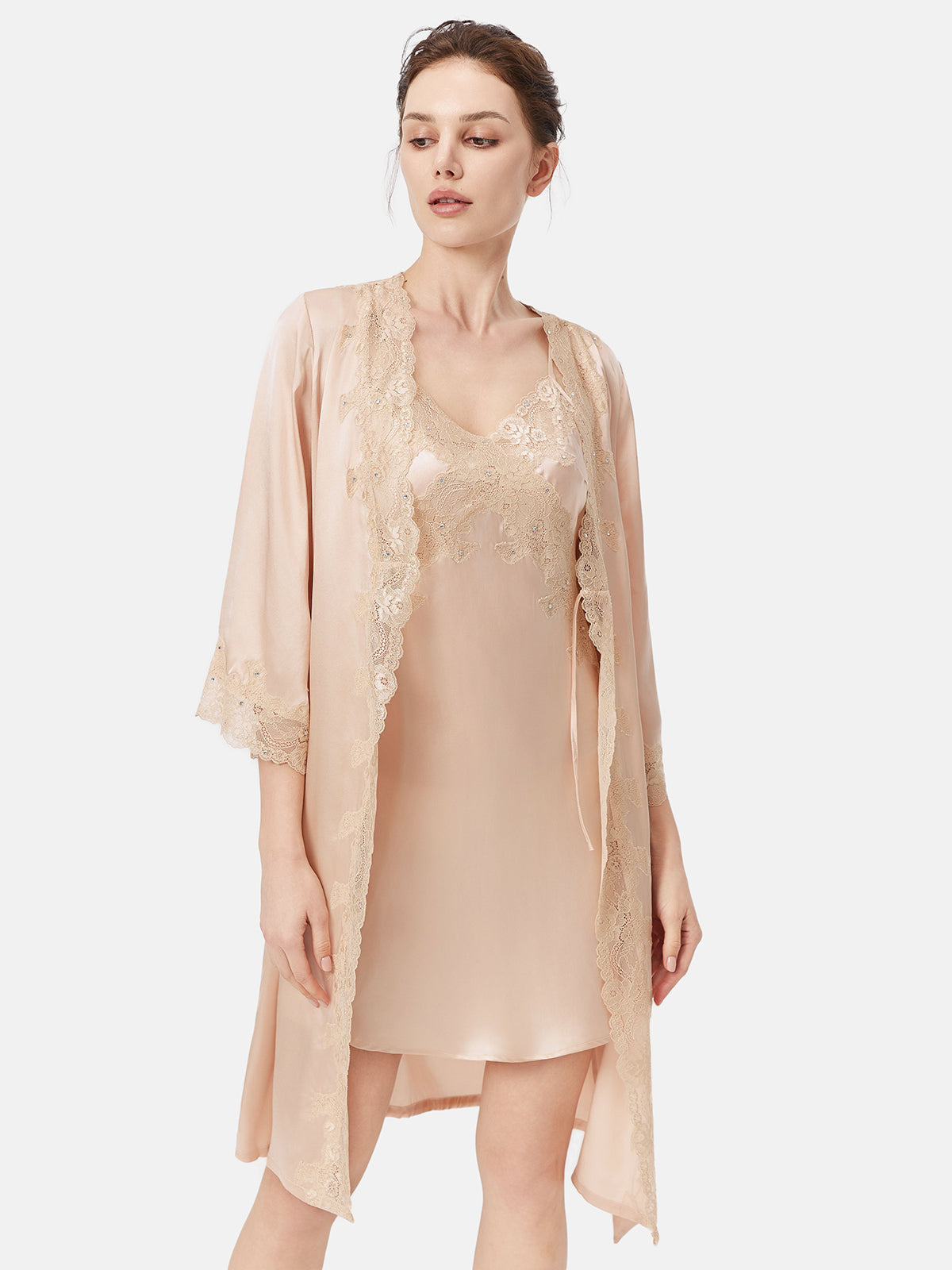 Silk Lace Embellished Robe