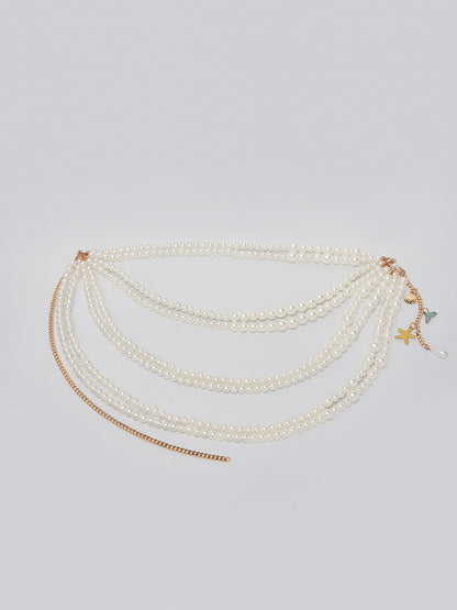Layered Pearl Fringe Waist Chain
