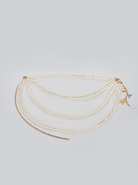 Layered Pearl Fringe Waist Chain