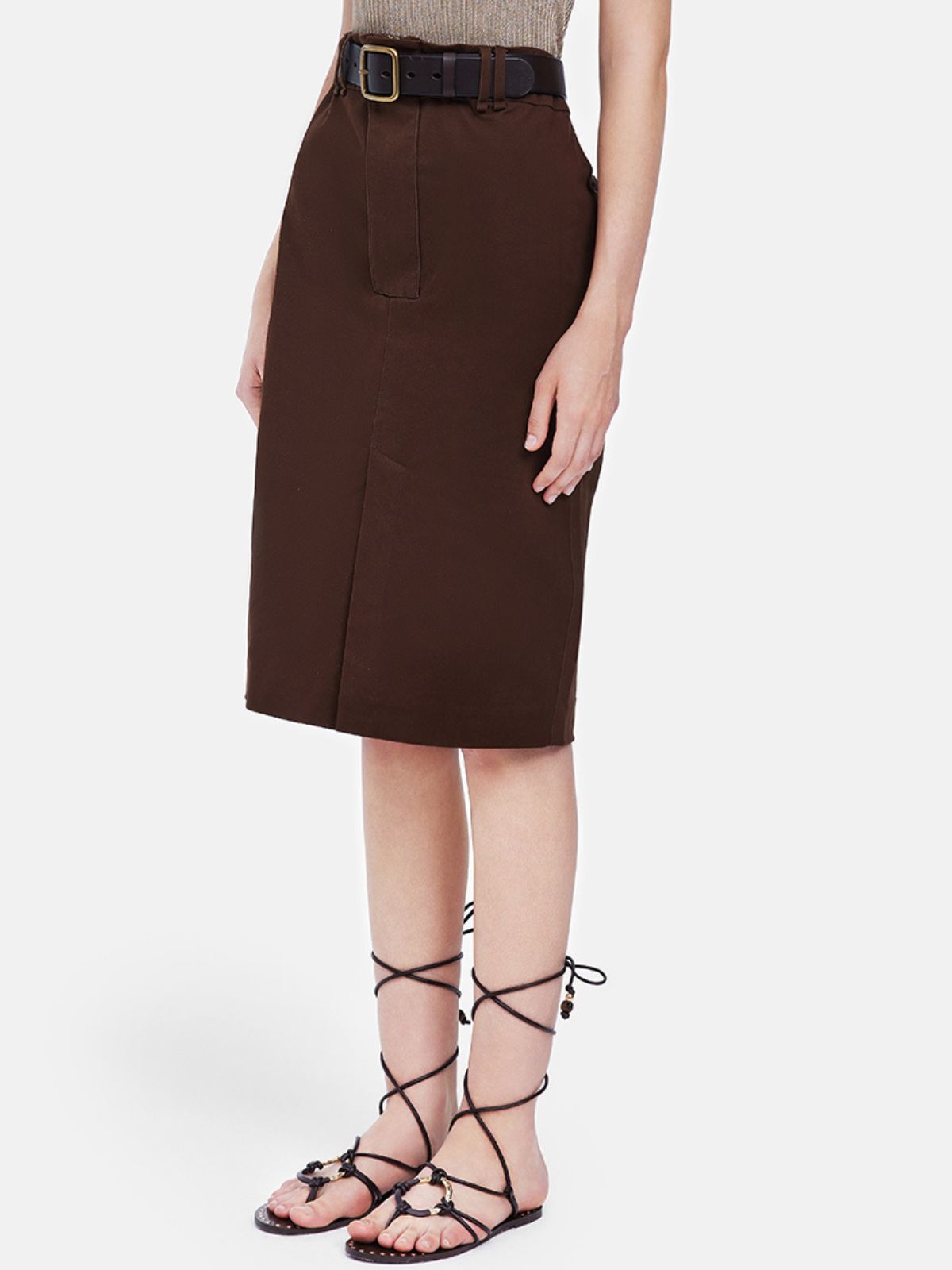 Utility Belted Midi Skirt