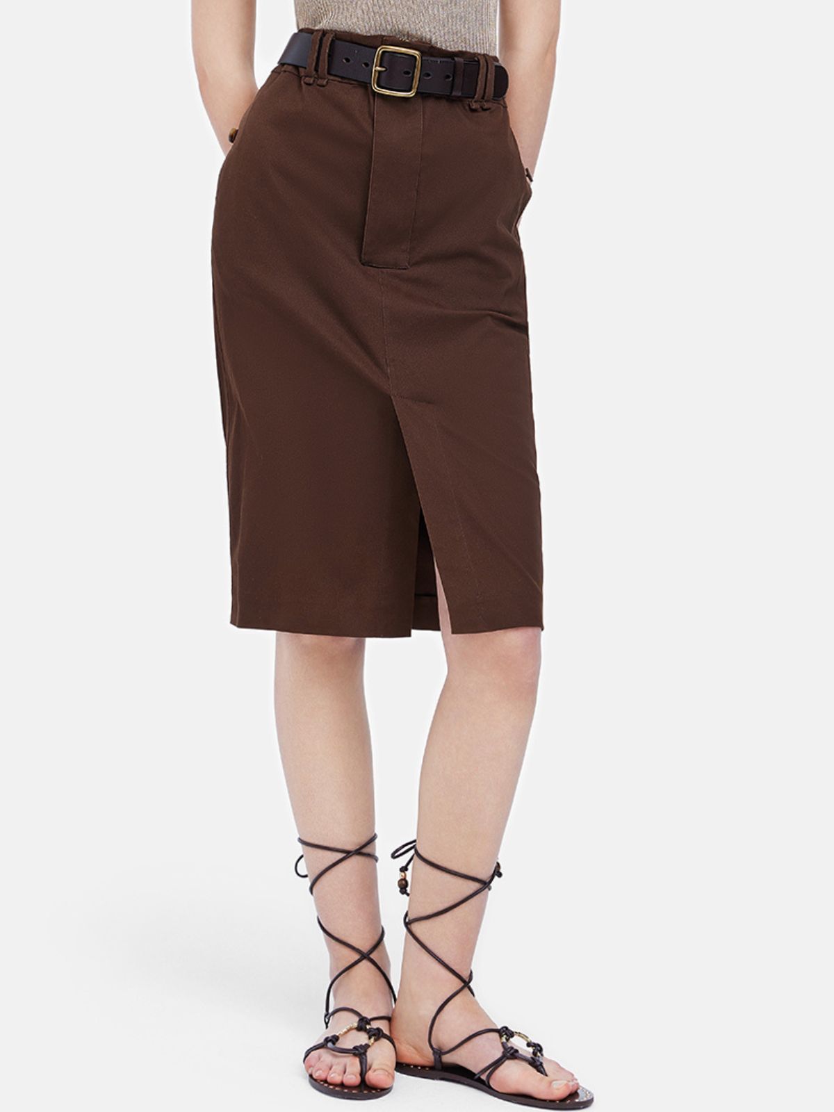 Utility Belted Midi Skirt