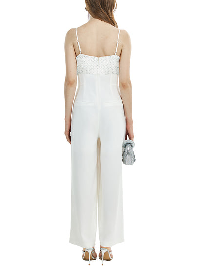 White Sequin Jumpsuit