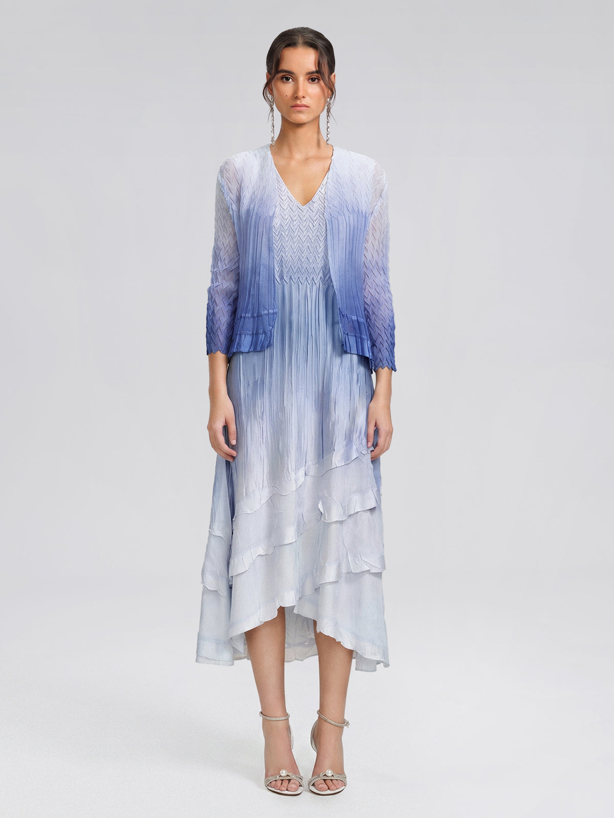 Pleated Gradient Two-piece High-waist Dress Set