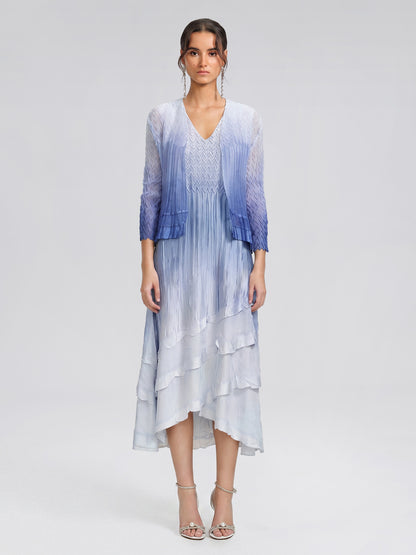 Pleated Gradient Two-piece High-waist Dress Set