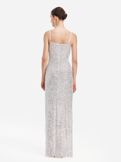 Diamond Embellished High-Slit Gown