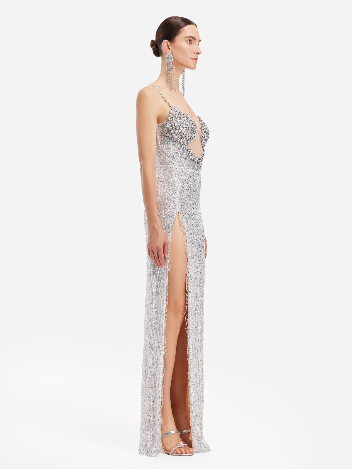 Diamond Embellished High-Slit Gown