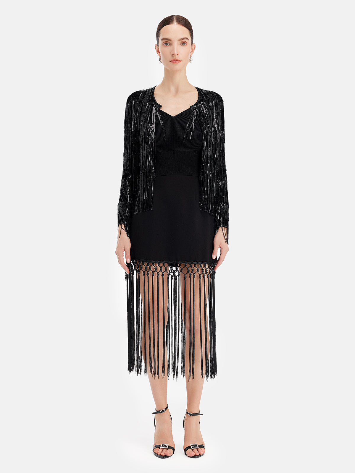 Luxurious Beaded Fringe Cardigan