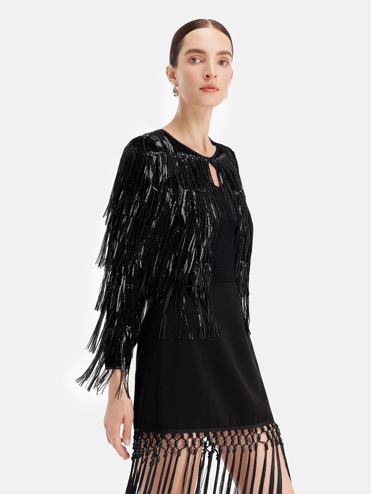 Luxurious Beaded Fringe Cardigan