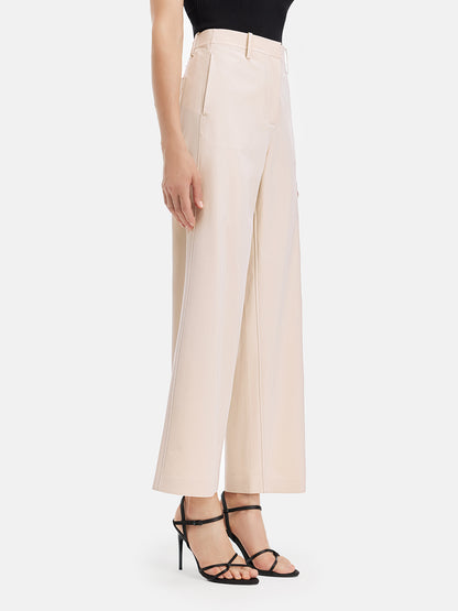 Wool Blend Minimalist Straight-Leg Trousers