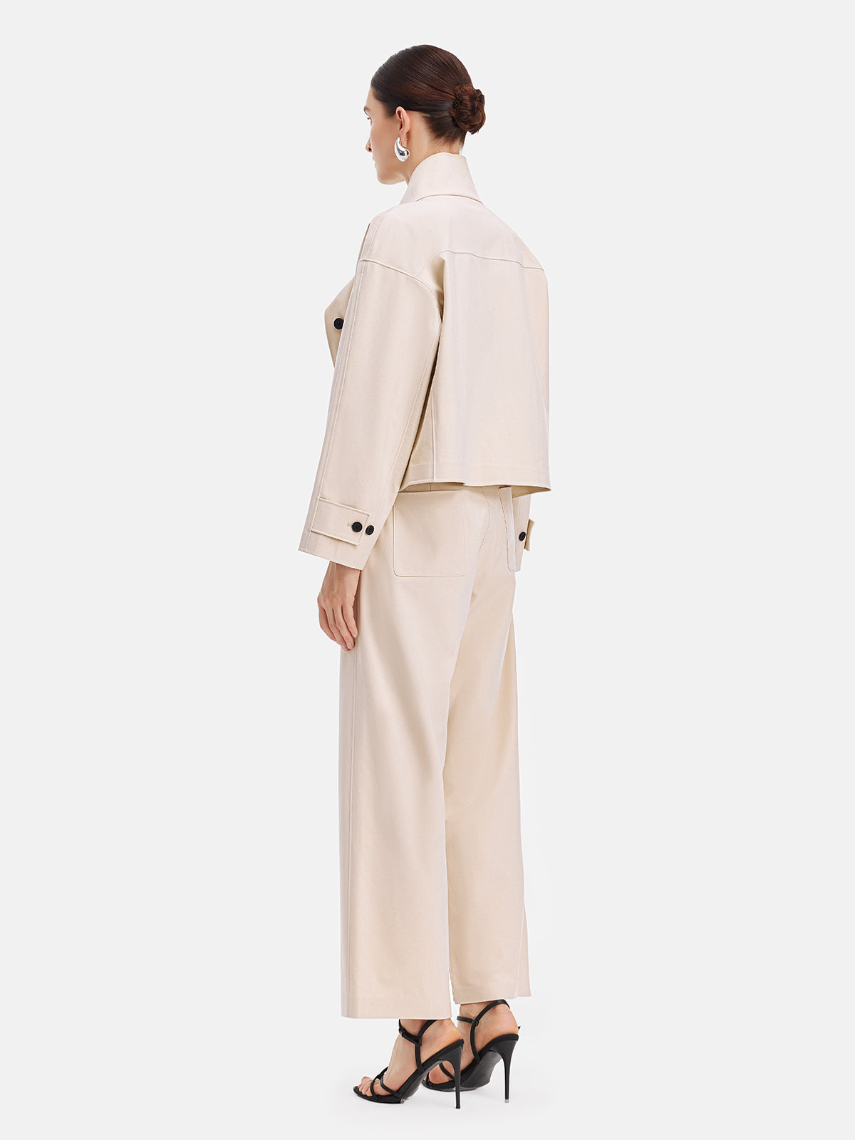 Wool Blend Minimalist Straight-Leg Trousers