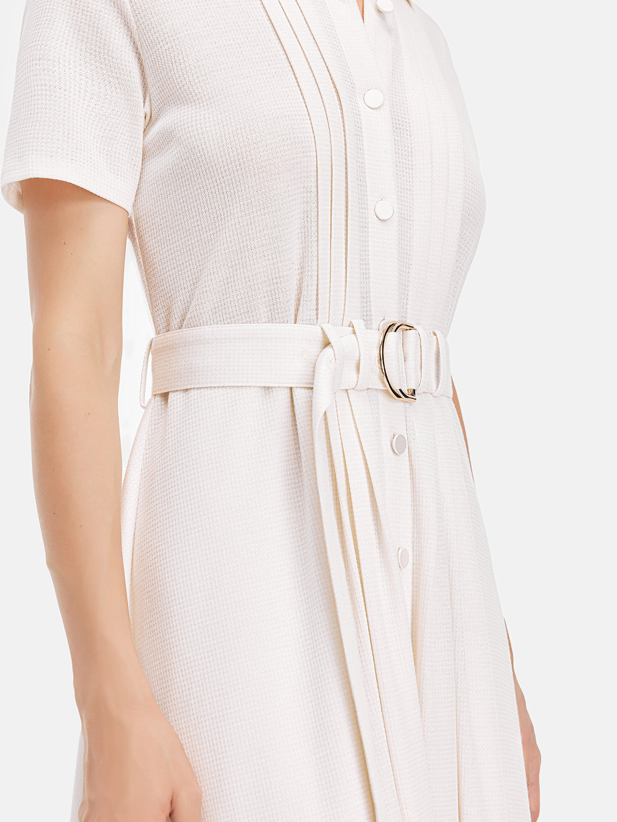 British Elegance Pleated Detail Shirt Dress