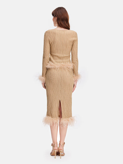 3D Line Detailing Wool Knit Skirt