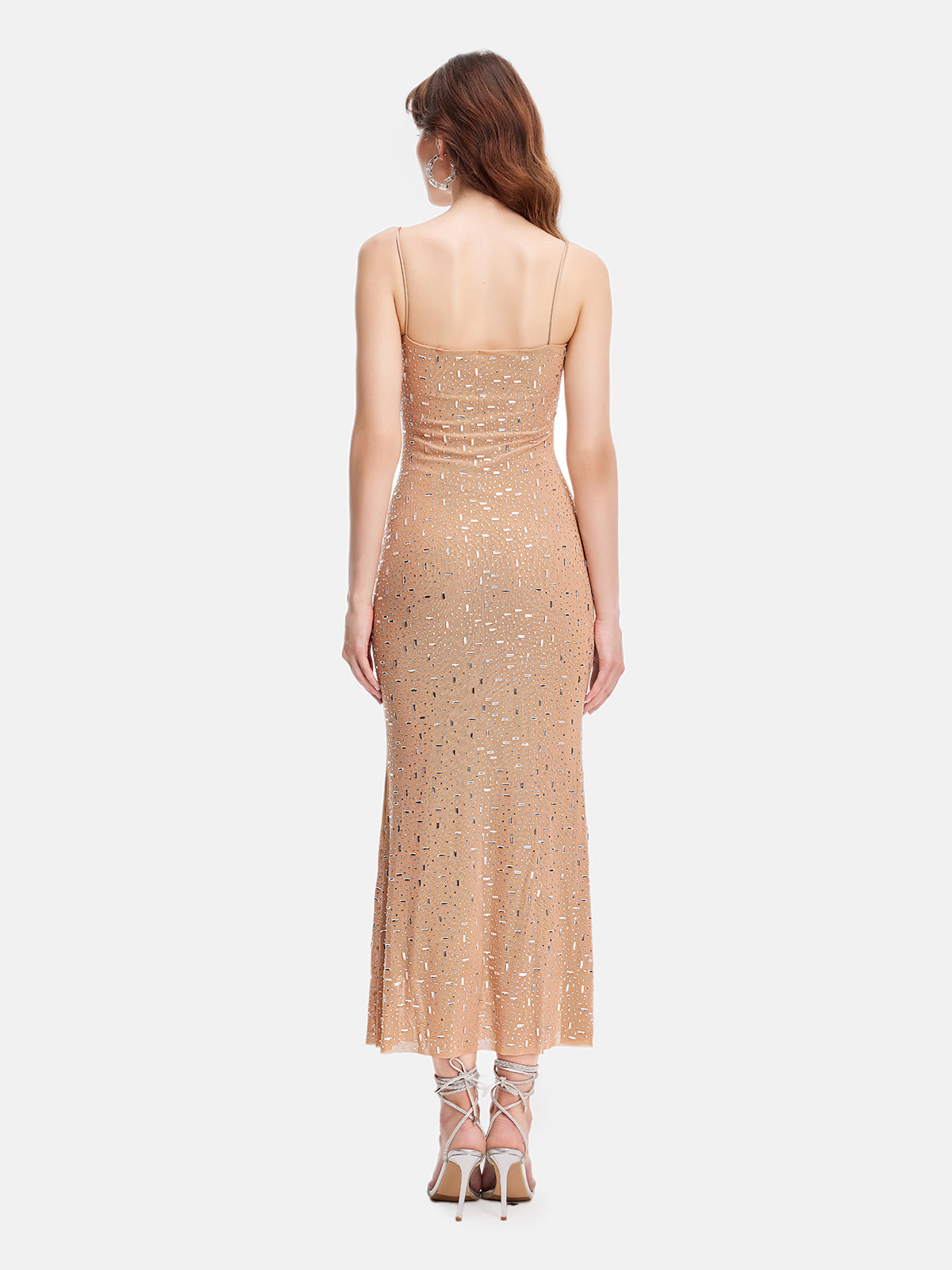 Starlit Sequined Nude Dress