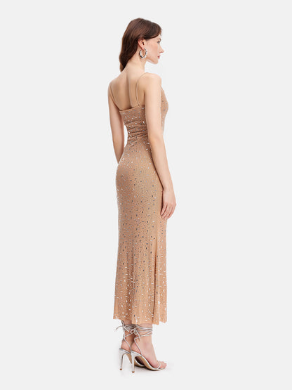 Starlit Sequined Nude Dress