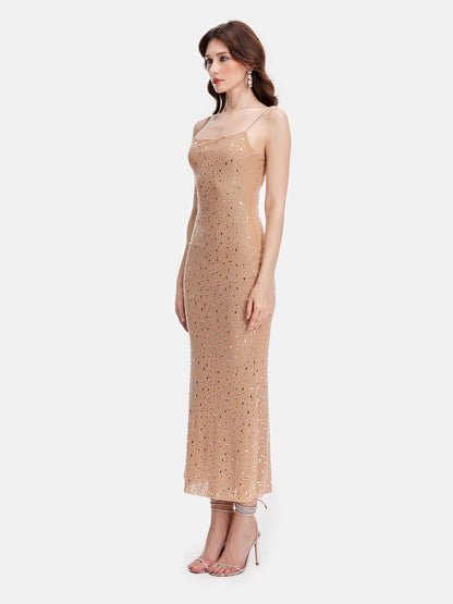 Starlit Sequined Nude Dress