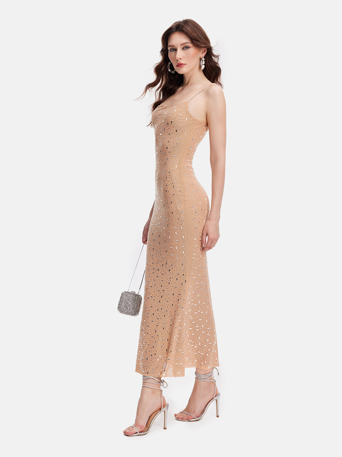 Starlit Sequined Nude Dress