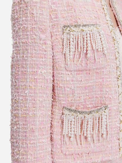 Pink Pearl Tassel Tweed Jacket