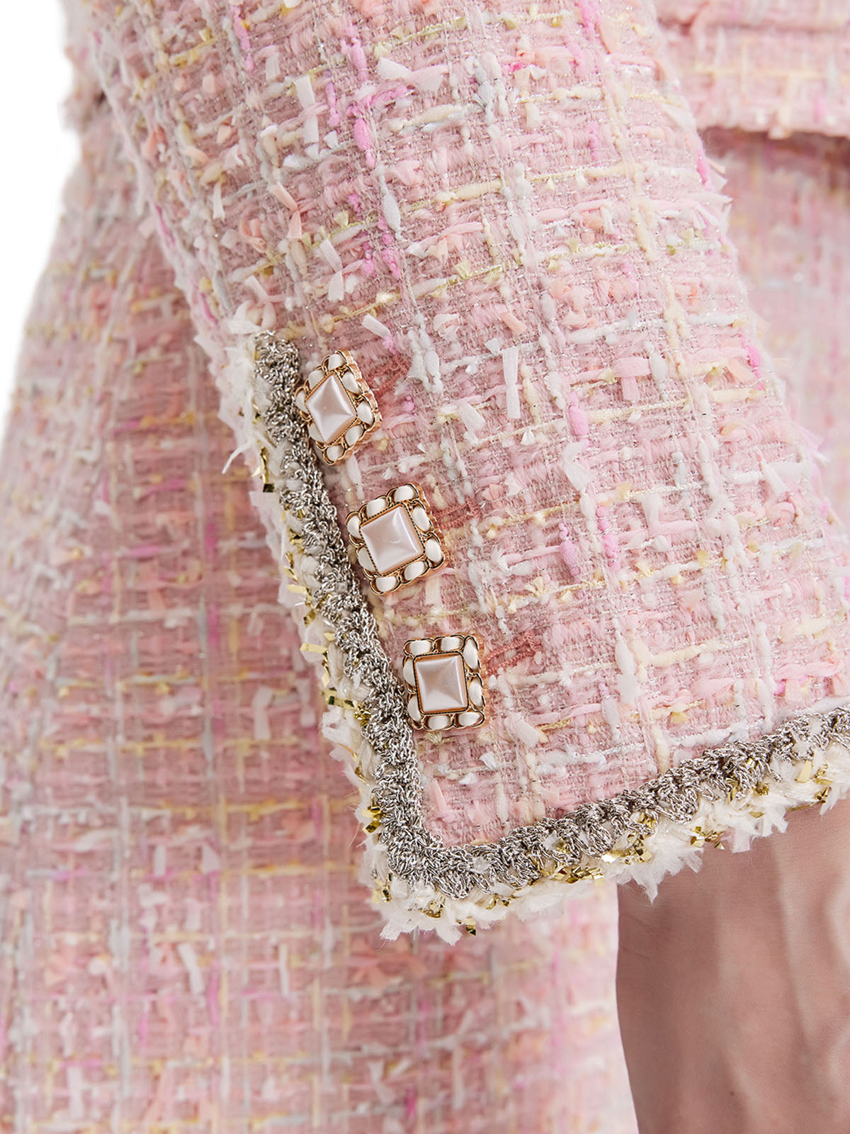 Pink Pearl Tassel Tweed Jacket