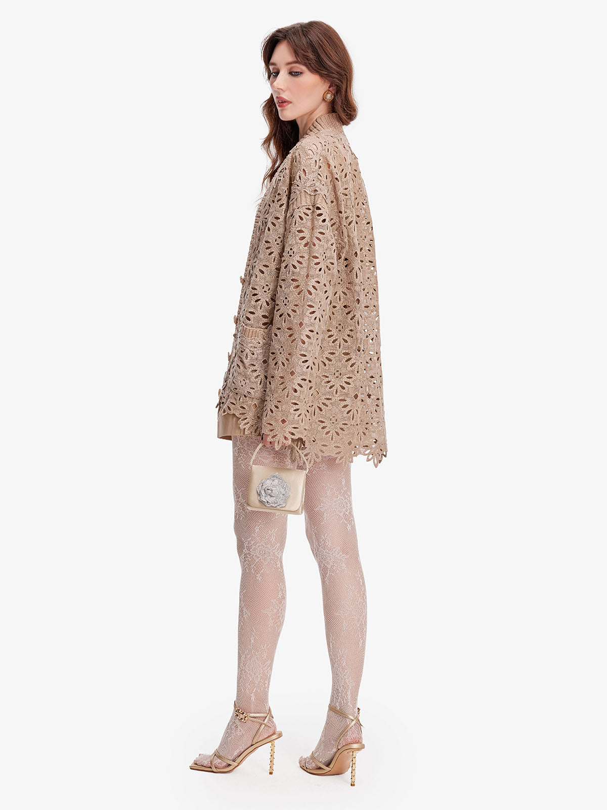 Luxurious Embroidered Floral Lace Long Sleeve Cardigan