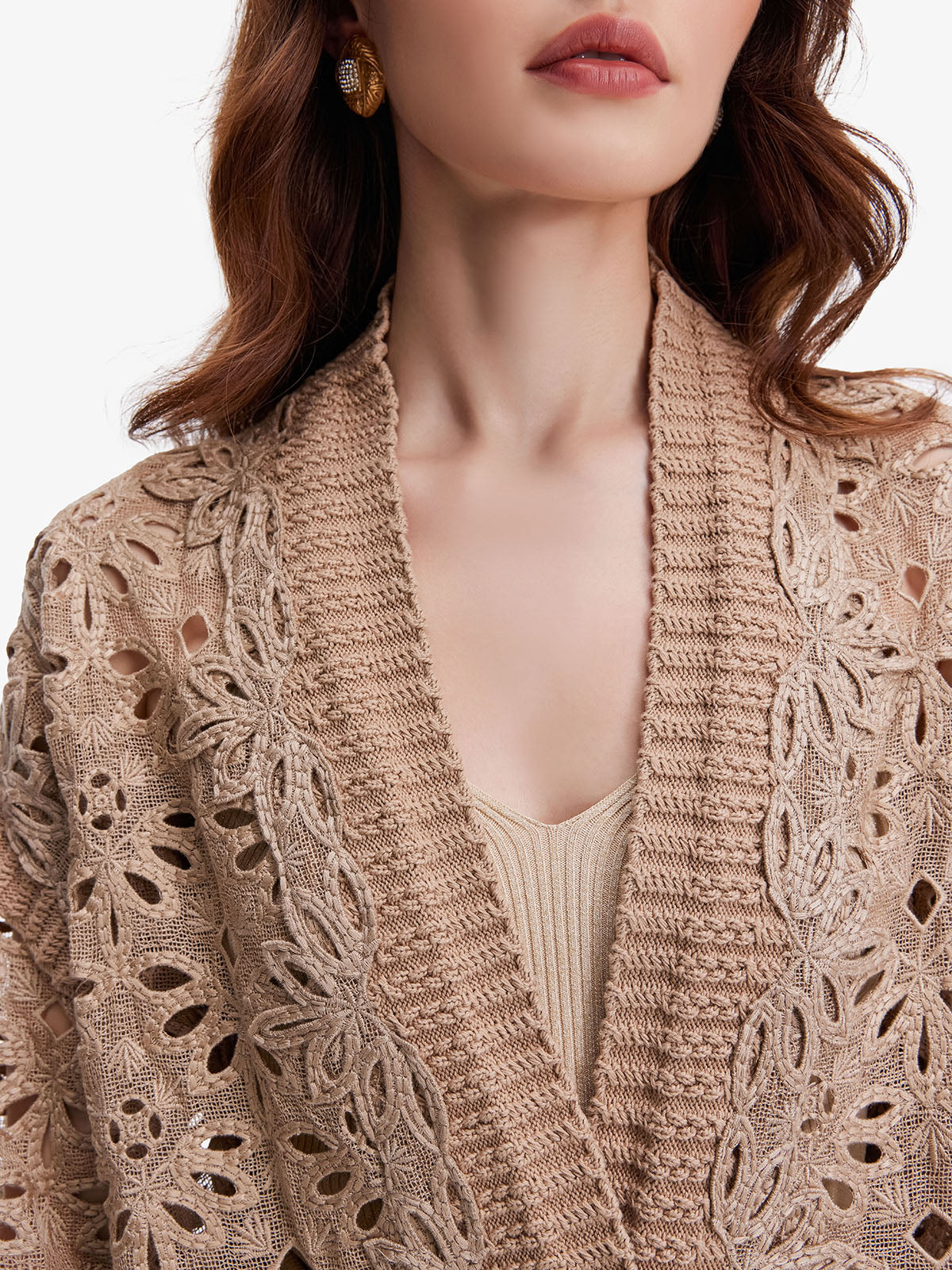 Luxurious Embroidered Floral Lace Long Sleeve Cardigan