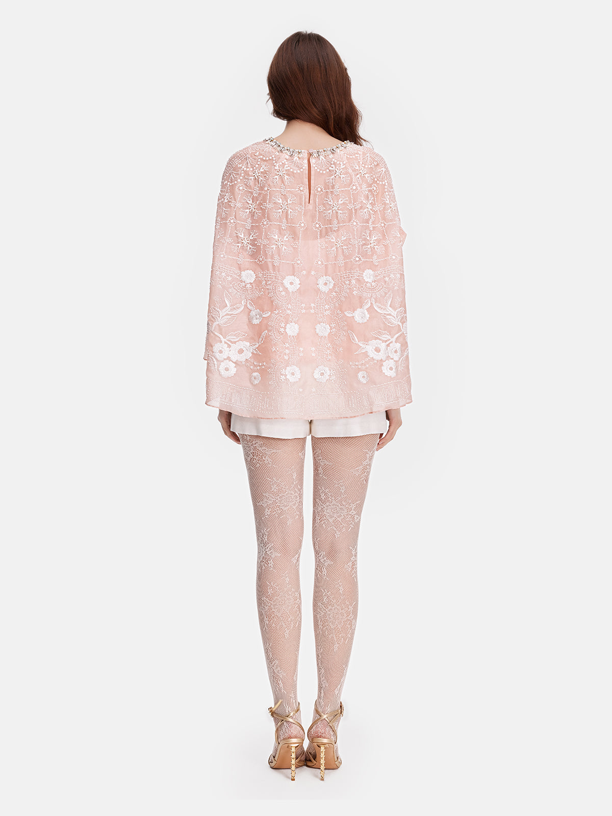 Embroidered Jewel-Embellished Mulberry Silk Blouse