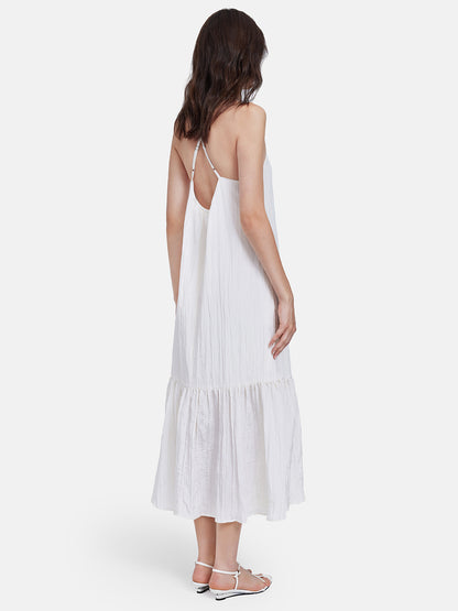 Light-Reflective Pleated Slip Dress