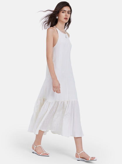 Light-Reflective Pleated Slip Dress